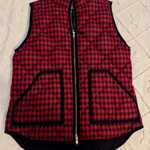 J. Crew Red and Black Plaid Vest